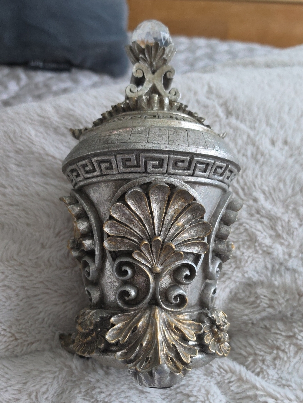 Ornate Silver and Gold Decorative Accent Vase - Elegant Home Accent